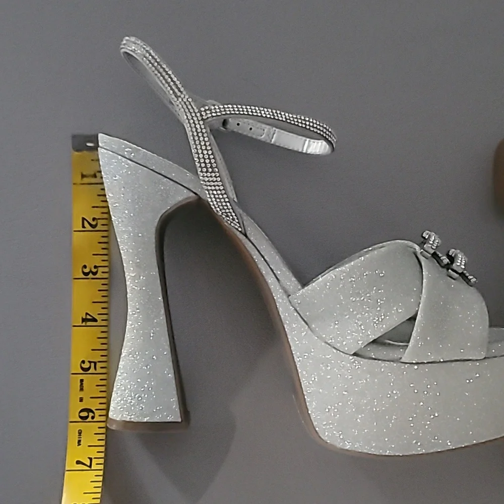 Gianni Bini Dempsey Glitter Rhinestone Bow Platform Sandals Size 9M - Picture 12 of 15